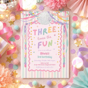 Invitation Trois fois plus de plaisir Anniversaire fantaisist