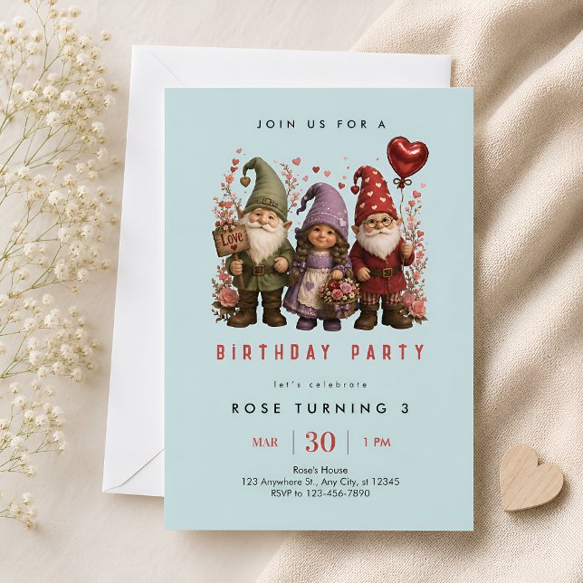 Invitation Trois Gnomes Fantaisistes pour un 3ème Anniversair (Créateur téléchargé)
