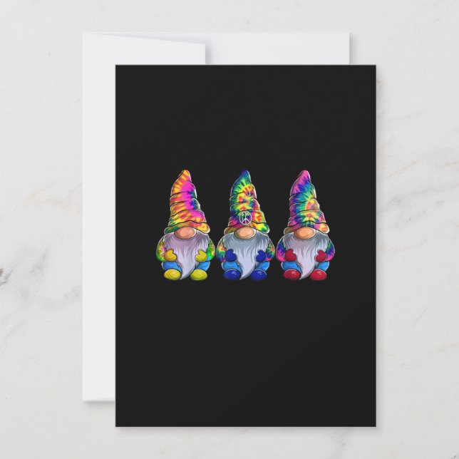 Invitation Trois gnomes hippies, Gnome de la paix, Rétro drôl (Devant)