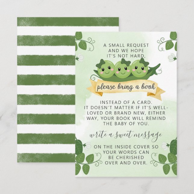 Invitation Trois Livres De Pois Pour Baby Request Card Insére (Devant / Derrière)
