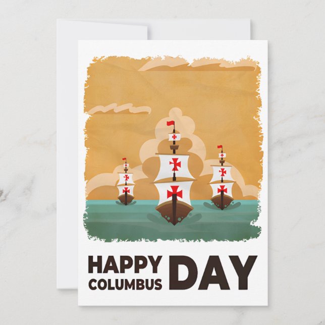 Invitation Trois navires Joyeux Columbus Day (Devant)