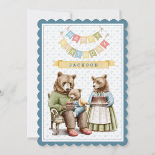 Invitation Trois ours Première fête d'anniversaire