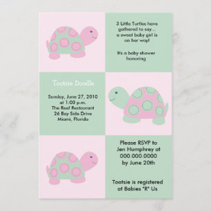 Invitation Trois petit baby shower de la tortue 5x7 de mod de