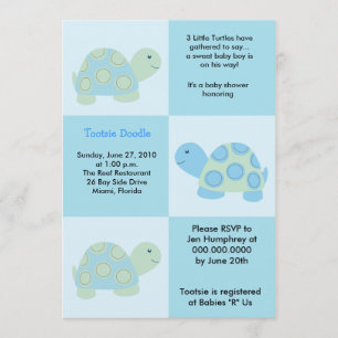 Invitation Trois petites tortues Mod Turtle 5x7 Baby shower