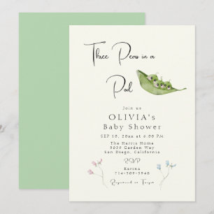 Invitation Trois petits pois dans un Baby shower de pois