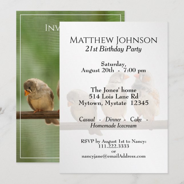 Invitation Trois photos d'oiseaux d'animaux sur Twitter (Devant / Derrière)