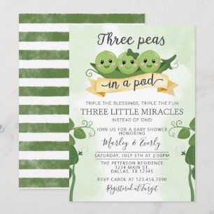 Invitation Trois pois dans un Baby shower de pois Triplet d'i