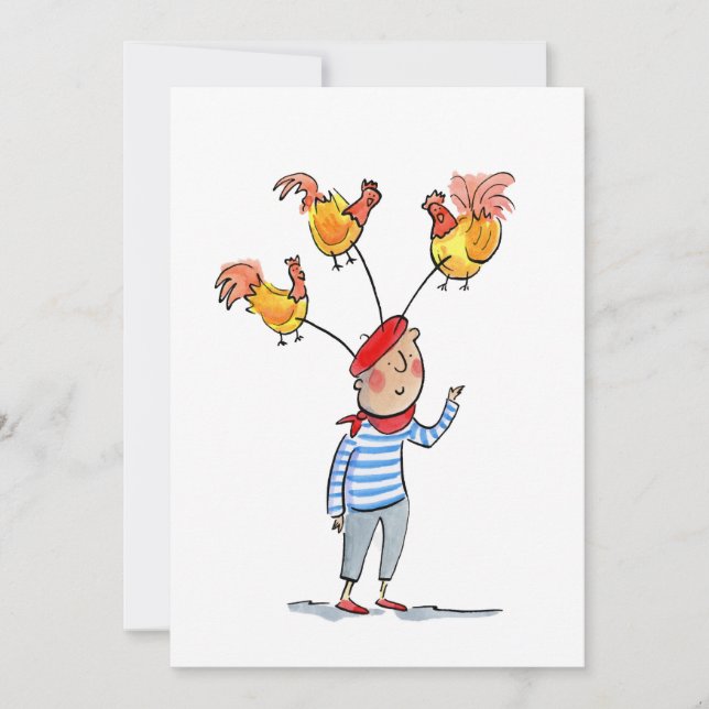 Invitation Trois poules françaises (Devant)