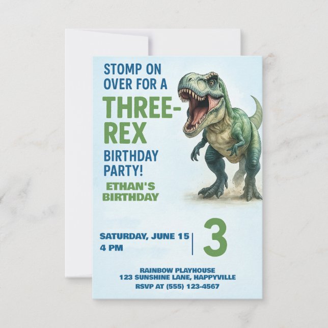Invitation Trois Rex Boys 3e fête d'anniversaire (Devant)