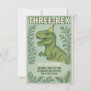 Invitation Trois Rex Dinosaur 3e anniversaire