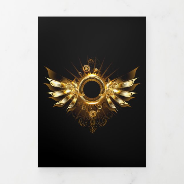 Invitation Trois Volets Ailes de Steampunk (Page de couverture)