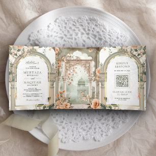 Invitation Trois Volets Ancien palais moghol tout-en-un mariage musulman