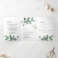 Aquarelle verte Eucalyptus Mariage Feuille