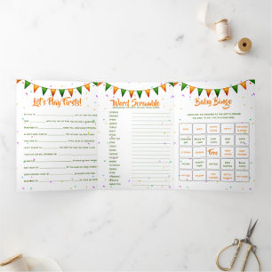 Invitation Trois Volets Baby Irish premier anniversaire jeux