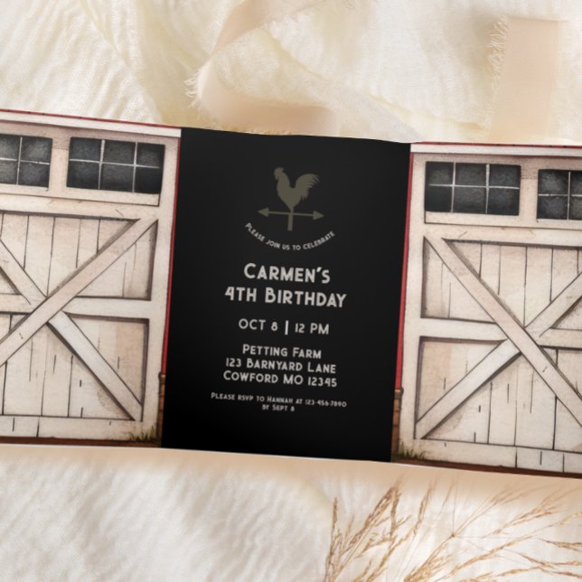 Invitation Trois Volets Barn Door Farm Party (Créateur téléchargé)
