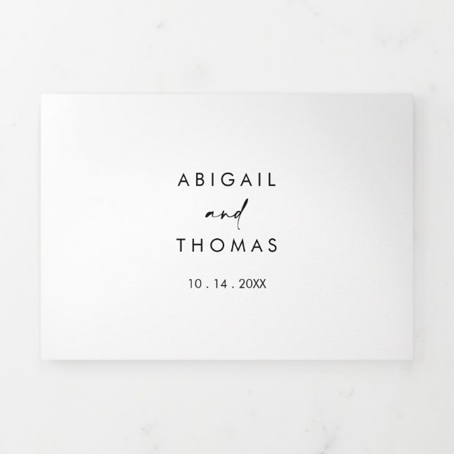 Invitation Trois Volets Calligraphie Moderne Mariage élégant (Page de couverture)