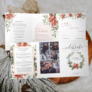 Invitation Trois Volets C'est la saison Fleurs de mariage de Noël
