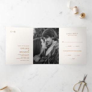 Invitation Trois Volets Chelsea Earthy Neutrals Mariage moderne