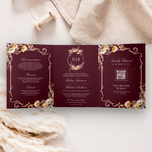 Invitation Trois Volets Chute Fleur sauvage Crest Bourgogne Mariage du cod