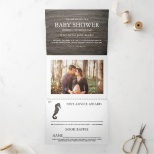Invitation Trois Volets Clay Seahorse, Baby shower Suite