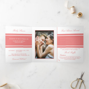 Invitation Trois Volets Corail clair, Suite Baby shower moderne