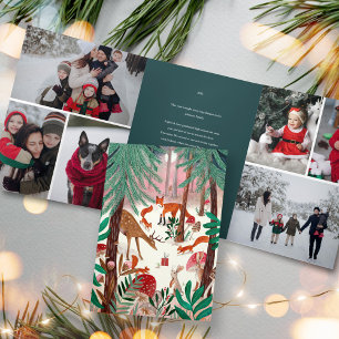 Invitation Trois Volets Cute Green Woodland Animaux de la famille Photo No