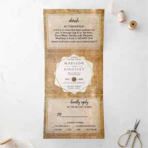 Invitation Trois Volets Déclaration d'indépendance 📜 USA Parchment