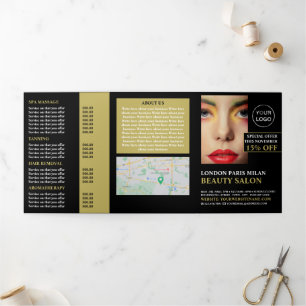 Invitation Trois Volets Design de maquillage élégant, Beauté Salon Tri-Fol