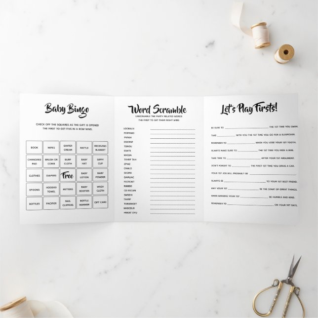 Invitation Trois Volets do-it-yourself premier anniversaire jeux pour bébé (Intérieur)