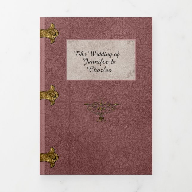 Invitation Trois Volets Dusty Rose Fairy Tale Mariage Photo (Page de couverture)