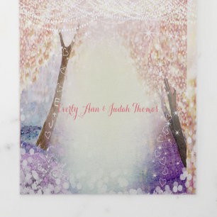 Invitation Trois Volets Élégant Mariage de contes à fées triplé inclut RSV