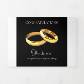 Invitation Trois Volets Elegant Wedding Congratulations Card – Gold Rings 