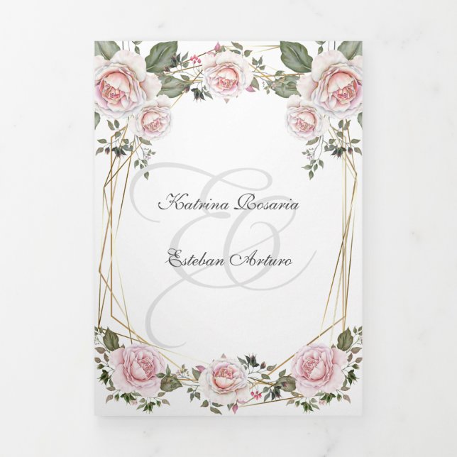 Invitation Trois Volets Español Anglais Rosas Roses Roses Roses Roses Rose (Page de couverture)