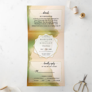 Invitation Trois Volets Fab Chartreuse 💚 Budget Incroyable Abstrait Marid