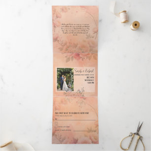 Invitation Trois Volets Fairytale Garden Sparkle Mariage Blush Rose
