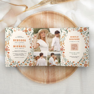 Invitation Trois Volets Fleur sauvage Super tout en un Mariage