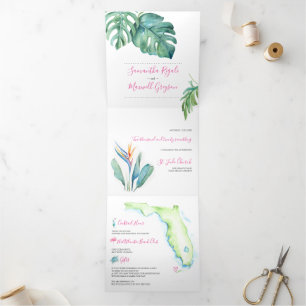 Invitation Trois Volets Floride tropicale tout en un