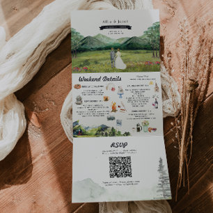 Invitation Trois Volets Forêt Rustique   Mariage illustré