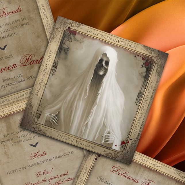 Invitation Trois Volets Halloween Déplaisant fantôme simple et hanté (Créateur téléchargé)