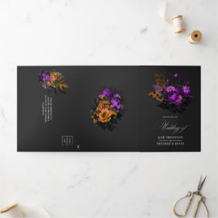Invitation Trois Volets Halloween Vintage Shabby Mariage floral