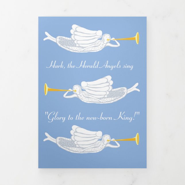 Invitation Trois Volets Hark the herald angels chanter la carte de Noël (Page de couverture)