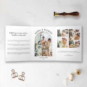 Invitation Trois Volets Joyeux Noël moderne Année en révision Carte
