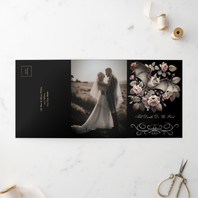 Invitation Trois Volets Jusqu'à ce que la mort nous sépare Mariage (Extérieur)