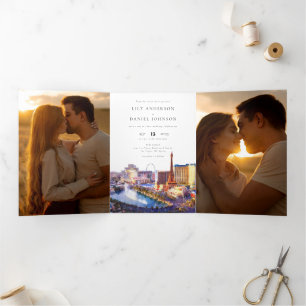 Invitation Trois Volets Las Vegas Nevada Code QR 3 Photo de mariage