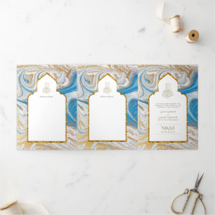 Invitation Trois Volets LeahG Blue Islam Mariage invite Nikah