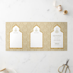 Invitation Trois Volets LeahG Gold White Islam Mariage invite