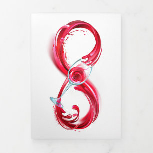 Invitation Trois Volets L'infini avec du vin rouge