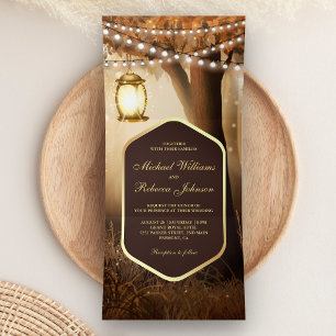 Invitation Trois Volets Lumières de lampe d'arbre de string automne rustiq