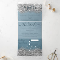 Luxury Silver Blue Parties scintillant Registre Dé