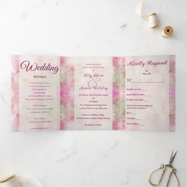 Invitation Trois Volets Mariage Abstrait Pastel Springtime (Intérieur)